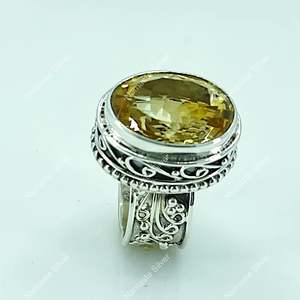 Bague en argent sterling 925 faite à la main avec pierre de citrine, bijoux de mode bohème, pierre précieuse ovale en citrine naturelle pour le mois de novembre - Product Image 6