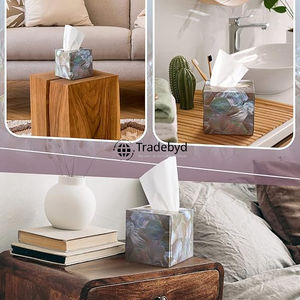 Caja de Pañuelos de Lujo Hecha a Mano con Incrustaciones de Madera, Diseño Floral Grabado, Calidad Premium para Regalos y Decoración del Hogar - Tradebyd - Product Image 2