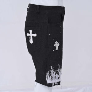 Pantalones Cortos Vaqueros Transpirables de Verano con Bordado, Lavados, Personalizados, Estilo Urbano para Hombre, Cintura Media, Corte Recto, 100% Algodón - Product Image 6