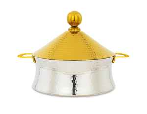 Incrustation d'os Designer Belle marmite arrondie en acier inoxydable Casseroles isolées à double paroi servant marmite en bois - Product Image 3