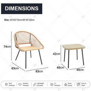 Set Bistrot da Esterno in 3 Pezzi, Tavolino con Due Sedie per Giardino, Balcone, Cortile, Caffè e Spazi Ricreativi - Product Image 2