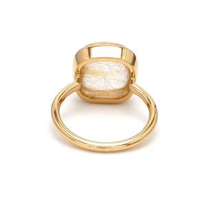 Nouvelle tendance 2025, design minimaliste, pierre précieuse naturelle en rutile doré, sertie de pierres, bague délicate en or pur 14 carats, faite à la main, pour elle - Product Image 3
