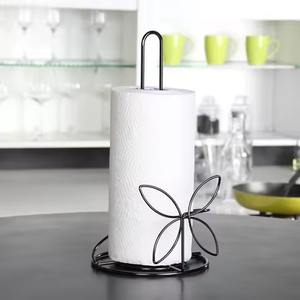 Porte-rouleau de papier pour décor de table de cuisine de conception standard fil métallique couleur noire porte-mouchoirs debout faits à la main - Product Image 1