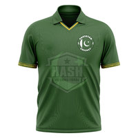 Maillot de cricket du Pakistan sublimé à col polo pour homme, manches courtes, en polyester anti-humidité, vêtement de sport coupe classique