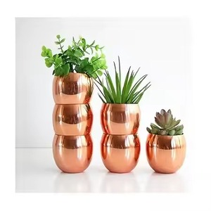 Lujosas macetas de cobre martillado para exhibición interior, macetas decorativas de metal para estante de jardín doméstico o uso de escritorio - Product Image 4