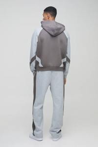 Pantalones de chándal y sudadera con capucha y cremallera Conjunto de 2 piezas Chándales con paneles Chándales transpirables personalizados para hombres Hecho en Pakistán - Product Image 2