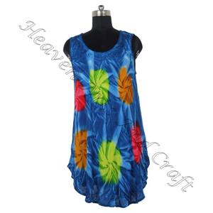 Rayon ชุดเดรสยาวสไตล์โบฮีเมียนมัดย้อมสำหรับไปทะเลชุดเดรสยาวทำมือพร้อมมัดย้อมแขนกุด - Product Image 5