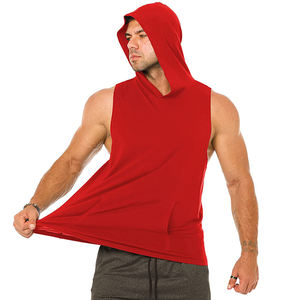 Custom Wholesale Sleeveless Sweatshirts Hood Bodybuilding Workout Gym Hoodie Plus Size Breathable Sleeveless Hoodie Casual wear - Product Image 2