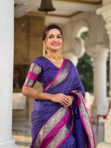 Hermoso Sari de seda con diseño de Zari Weaving Meenakari - Product Image 3