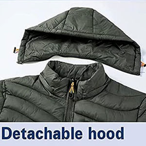 Chaqueta acolchada personalizada OEM para hombre, chaqueta de invierno informal con logotipo personalizado para hombre, chaquetas acolchadas con cuello con capucha, manga larga - Product Image 6