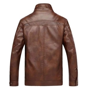OEM <b>Men</b> <b>Leather</b> <b>Jacket</b> with Stand Collar Custom Logo & Wholesale Available <b>Leather</b> <b>Jacket</b> Winter Warm Lined Stand <b>jacket</b> for <b>men</b> - Product Image 1