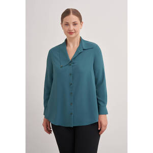 Chemisier vintage en popeline pour femme avec col à volants, tenue décontractée pour le bureau, printemps-été - Product Image 3