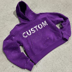 Unisex Pullover 100% Cotton Fleece Breathable Eco-Friendly Hooded Low MOQ Custom <b>Rhinestone</b> Digital Winter Streetwear Hoodie - Product Image 4