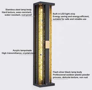 Lumière de façade rectangulaire LED MAISON moderne de luxe |   Applique murale extérieure en verre texturé, acier inoxydable et acrylique - Product Image 4