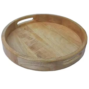 Plateau à thé en bois de haute qualité plateau de service en bois massif assiette de Table collations plat de stockage des aliments pour hôtel maison plateau de service - Product Image 5