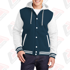 Veste universitaire élégante et chaude pour hommes avec capuche 100% coton polaire brodé Technics imprimé numérique teint uni pour l'hiver - Product Image 3