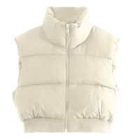 Yüksek Kaliteli OEM Özel Tasarım Moda Kolsuz Su Geçirmez Rahat Şişme Yelek Sonbahar Kadın Şişme Kısa Crop Bubble Puff