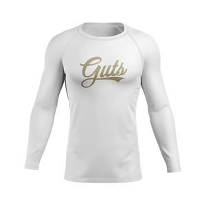 Guts Ranked Rash Guard pour homme, manches courtes, respirant, protection UPF50, rose sur marron - Product Image 3