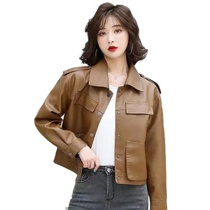 Manteau en cuir d'agneau véritable pour homme, style locomotive, nouvelle collection hiver, court, indestructible, style coréen, décontracté, imperméable, écologique, coupe-vent - Product Image 1