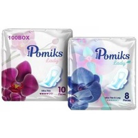 Toallas Sanitarias Pomiks, 10 Unidades, Ultrafinas, de Algodón, con Alas, Transpirables, Desechables, 24 cm, Alta Calidad, Excelente Absorbencia, ISO9001