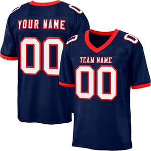 Camisetas de fútbol americano con nombre de equipo personalizado, números de logotipo, tela de malla de poliéster OEM, ropa deportiva de sublimación de secado rápido - Product Image 3