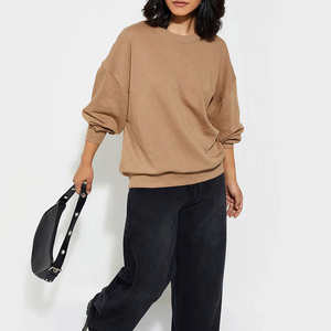 Sudadera Extra Grande con Cuello Redondo para Mujer, Tejido Transpirable, Invierno, Otoño, Diseño Liso, Logotipo en la Espalda, Suministro de Moda - Product Image 3