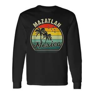 Vintage Mazatlan Beach Mexico <b>Top</b> <b>Summer</b> Vacation Sunset Palm Tank <b>Long</b> Sleeve T-Shirt-Promotional Item - Product Image 1