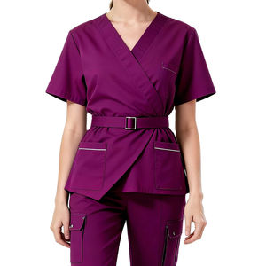 Tenues médicales de soins infirmiers de haute qualité 2025, ensembles de blouses médicales à col en V, ensembles d'uniformes d'hôpital, ensembles de blouses de soins infirmiers à manches courtes - Product Image 1