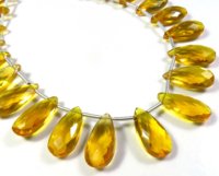 Perles en verre transparent facetté en citrine jaune hydro quartz, forme poire, 15x7mm, 24 pièces, de haute qualité, créées en laboratoire, pour bijoux