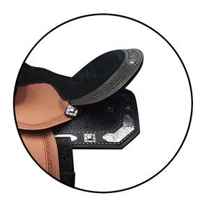 Juego de sillín occidental de tipo inglés hecho a mano, diseño de cuero genuino, incluye pecho sintético para montar a caballo de carreras de barril - Product Image 5