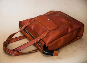 Bolso Tote de Cuero Genuino para Mujer, Color Sólido, Cierre de Cremallera, Estilo Minimalista, Bolso de Mano para Uso Diario, Compras y Viajes - Product Image 2