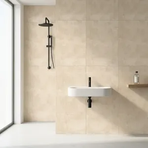 Carrelage de sol en porcelaine beige effet lime Arkitea italien de haute qualité 600 x 600 mm, moderne, antibactérien, pour l'intérieur des villas - Product Image 6
