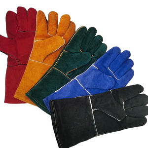 Guantes de soldadura de piel de vaca Guantes de trabajo de cuero resistentes al calor Guantes de seguridad resistentes para patios de soldadura de construcción industrial - Product Image 1