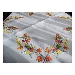 Customized Waterproof Woven Stripe Embroidered Linen <b>Tablecloth</b> Dining Party OEM ODM Low MOQ Wholesale Direct Factory - Product Image 3