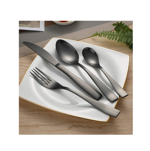 Ensemble de couverts en acier inoxydable noir mat miroir pour livraison rapide restaurant hôtel noir mat cuillère restaurant hôtel - Product Image 3