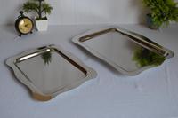 Plateau de service rectangulaire luxueux en aluminium plaqué or à 8 coins, pour mariage, maison, hôtel et fête, plats décoratifs