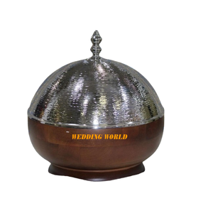 Olla de nácar redonda para servir comida, cacerola de lujo, clásica, elegante, nueva, con calentador de alimentos de madera. - Product Image 4