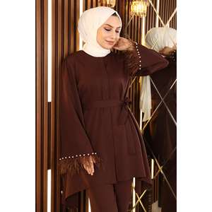 Ensemble de costume décontracté 2 pièces ElbiseFur avec hauts longs et longueur midi, 100 % coton, coupe classique, élégant et confortable - Product Image 2