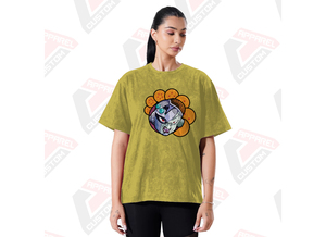 T-shirt élégant pour femme en denim délavé, appliques, perles, confortable, tendance, écologique, hauts d'été en denim, batik, velours côtelé 100% - Product Image 5