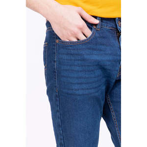 Jean en denim coupe droite taille haute pour homme, coupe ample, délavage coloré, style streetwear, automne, avec logo personnalisé - Product Image 3