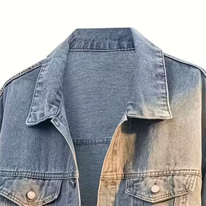 2025 nouveau Logo personnalisé Premium de haute qualité 100% coton hommes bleu Vintage hiver Denim veste avec bouton - Product Image 3