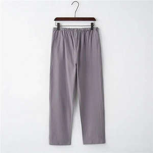 <b>Men</b> Casual Linen Cotton <b>Pants</b> Breathable Anti Wrinkle Loose Fit Trousers for Summer Daily Wear - Product Image 4