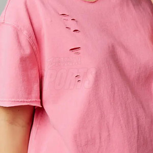 Ropa de moda Camiseta personalizada para mujer Distress Diseño personalizado Camisetas duraderas Distress - Product Image 5