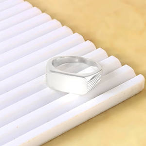 Anillo de sello clásico de plata de ley 925 con base sólida - Product Image 2