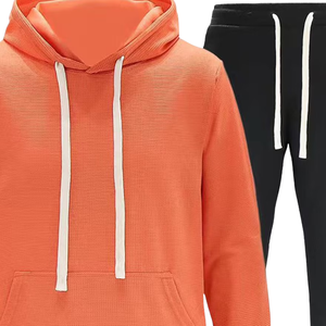 Ensemble de survêtement en molleton uni avec capuche et pantalon de jogging pour hommes, femmes et unisexe, vêtements décontractés chauds d'hiver, doux, deux pièces, logo personnalisé OEM, vente - Product Image 4