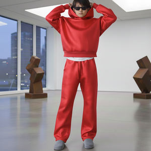 Ensemble de survêtement unisexe streetwear d'hiver, sweat-shirt ample et pantalon de survêtement pour hommes, haute qualité, 100% coton molletonné, surdimensionné, respirant - Product Image 4