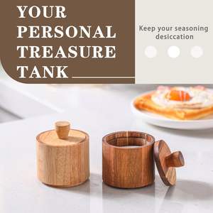2 Pcs Modern Wooden <b>Salt</b> & <b>Pepper</b> Box <b>Set</b> with Lids | Foldable Eco-Friendly Condiment Pots for Spices Sugar & Kitchen Storage - Product Image 5