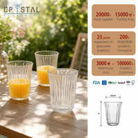 Verre à boire en verre côtelé CRYSTAL 350 ml, verre transparent, verres à boire pour hôtel, vente en gros, logo personnalisé