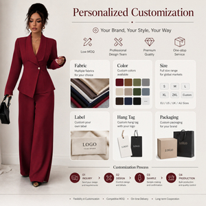 Elegante Completo da Donna, Blazer Asimmetrico a Maniche Lunghe e Pantaloni a Gamba Dritta, Set Due Pezzi per Ufficio e Lavoro - Product Image 5