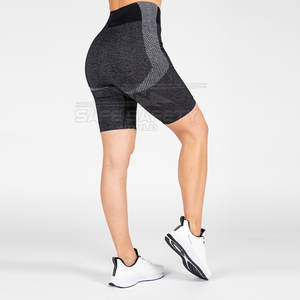 Pantalones cortos de entrenamiento de gimnasio de secado rápido con logotipo personalizado para mujer, pantalones cortos elásticos de cintura alta para correr, pantalones cortos de Yoga transpirables con patrón caliente - Product Image 6